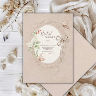Witte Sering Lint Vintage Bruiloftsborrel Kaart