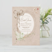 Witte Sering Lint Vintage Whimsical Bruids- Kaart (Staand voorkant)