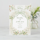Witte Sering Vintage Elegante Trouw Kaart (Staand voorkant)