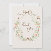 Witte Sering Whimsical Vintage Lint Huwelijk Bedankkaart (Voorkant)