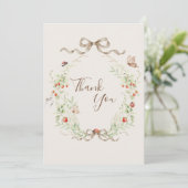 Witte Sering Whimsical Vintage Lint Huwelijk Bedankkaart (Staand voorkant)