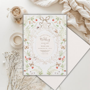 Witte Sering Wonderschone Vintage Trouw  Kaart