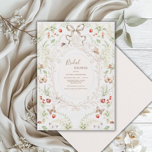 Witte Seringen Whimsical Vintage Bruiloft Feest Kaart