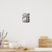 Witte Sfinx Kat en Bloemen Poster (Keuken)