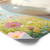 Witte Sfinx Kat en Bloemen Poster (Hoek)