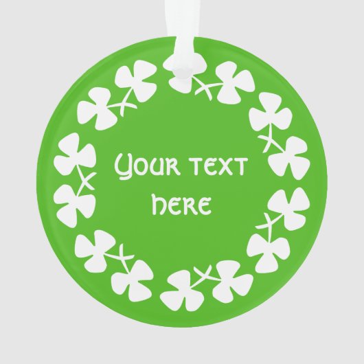 Witte Shamrockrand Tekst toevoegen Ornament (achterkant)