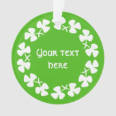 Witte Shamrockrand Tekst toevoegen Ornament (voorkant)