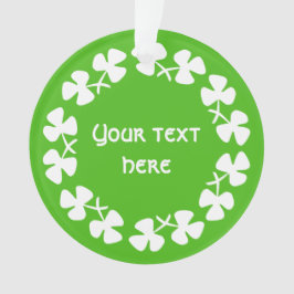 Witte Shamrockrand Tekst toevoegen Ornament