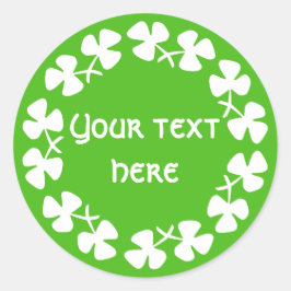 Witte Shamrockrand Tekst toevoegen Ronde Sticker