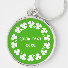 Witte Shamrockrand Tekst toevoegen Sleutelhanger