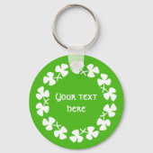 Witte Shamrockrand Tekst toevoegen Sleutelhanger (Voorkant)