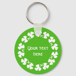Witte Shamrockrand Tekst toevoegen Sleutelhanger