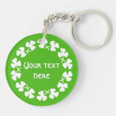 Witte Shamrockrand Tekst toevoegen Sleutelhanger (Achterkant)