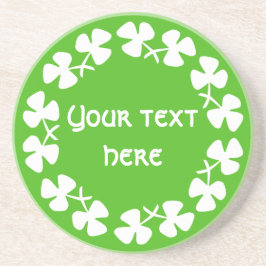 Witte Shamrockrand Tekst toevoegen Zandsteen Onderzetter