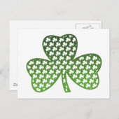 Witte Shamrocks in het groene Shamrock Briefkaart (Voorkant / Achterkant)
