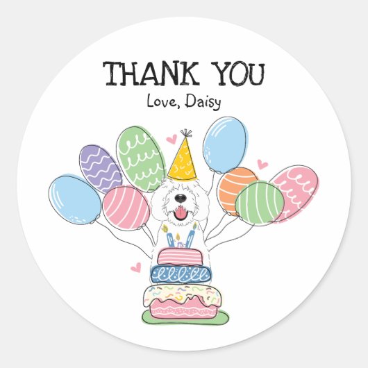 Witte Sheepadoodle Favor Tags Sticker (Voorkant)