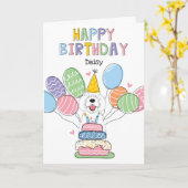 Witte Sheepadoodle Hond Gelukkige Verjaardag Kaart (Gele Bloem)