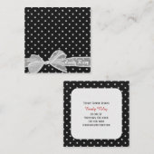 Witte Sheer boog op polka dot patroon Vierkante Visitekaartje (Voorkant / Achterkant)