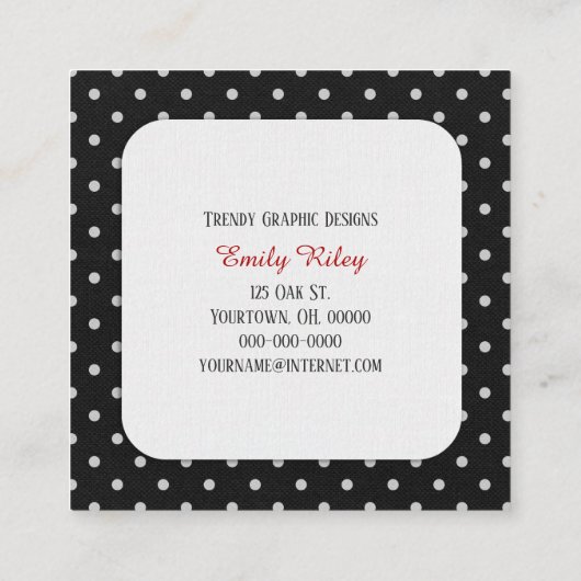 Witte Sheer boog op polka dot patroon Vierkante Visitekaartje (Achterkant)