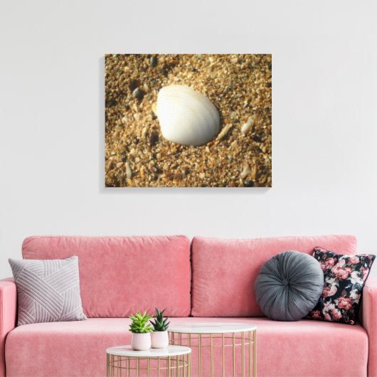 Witte Shell op de strand Canvas Afdruk (Insitu (Woonkamer))