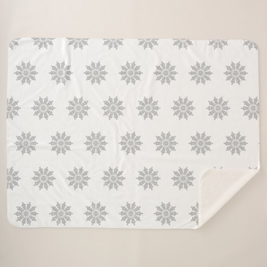 Witte sherpa-deken met sneeuwvlokken sherpa deken (Voorkant (horizontaal))