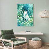 Witte Shiba in groene A-1 Poster