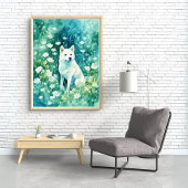 Witte Shiba in groene A-1 Poster
