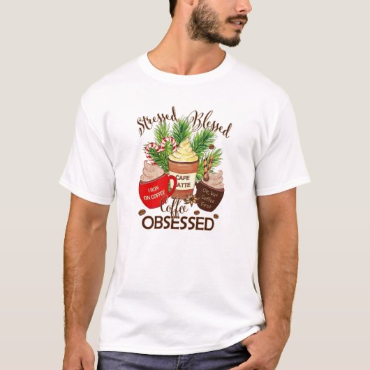 *~* Witte Shirt Gedrukte koffie zonder kop geobsed (Voorkant)