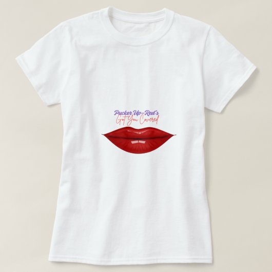 Witte Shirten rode lippen T-shirt (Design voorkant)