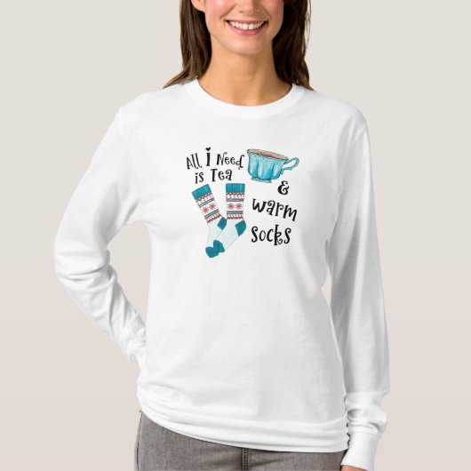 *~* Witte Shirten thee en warme Sokken kerst T-shirt (Voorkant)