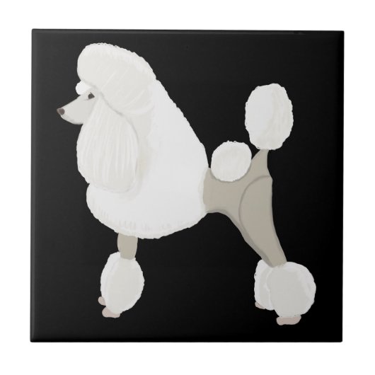 Witte Show Poodle Tegeltje (Voorkant)
