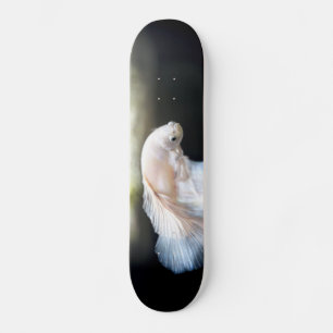 Witte siamese gevechtsvis persoonlijk skateboard