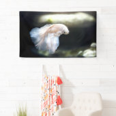 Witte siamese gevechtsvis spandoek (Insitu)