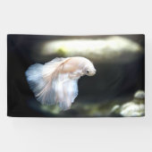 Witte siamese gevechtsvis spandoek (Horizontaal)