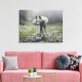 Witte Siberische Husky Canvas Afdruk (Insitu (Woonkamer))