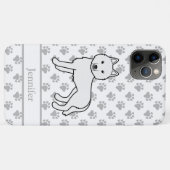 Witte Siberische Husky Cartoon Hond & Naam Case-Mate iPhone Case (Achterkant (horizontaal))