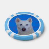 Witte Siberische Husky Clay Poker Chips, Blauwe St Pokerchips (Enkel)