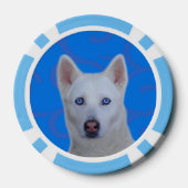 Witte Siberische Husky Clay Poker Chips, Blauwe St Pokerchips (Achterkant)