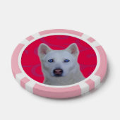 Witte Siberische Husky Clay Poker Chips, roze stre Chips (Enkel)