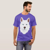 witte Siberische Husky hoekige hond witte sneeuwho T-shirt (Voorkant volledig)