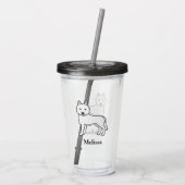Witte Siberische Husky Hond & Aangepaste Naam Acryl Drinkbeker (Achterkant)