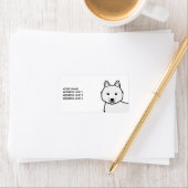 Witte Siberische Husky-hond & aangepaste tekst Etiket (Insitu)