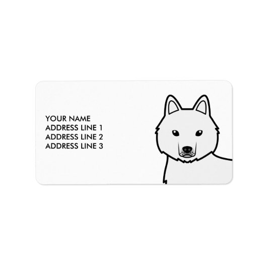 Witte Siberische Husky-hond & aangepaste tekst Etiket (Voorkant)