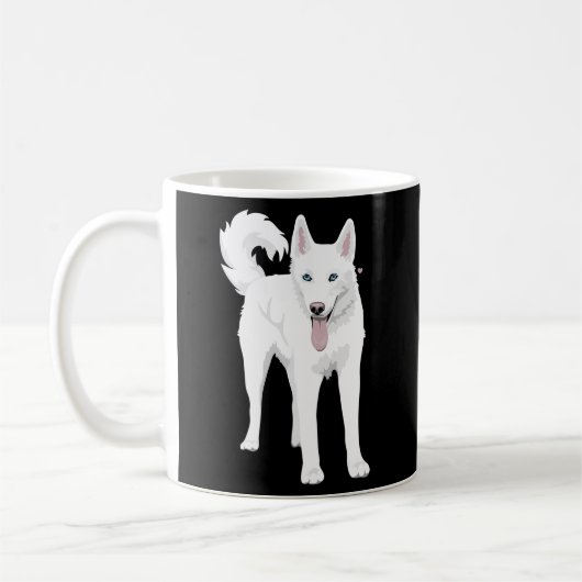 Witte Siberische Husky Hond Koffiemok (Links)