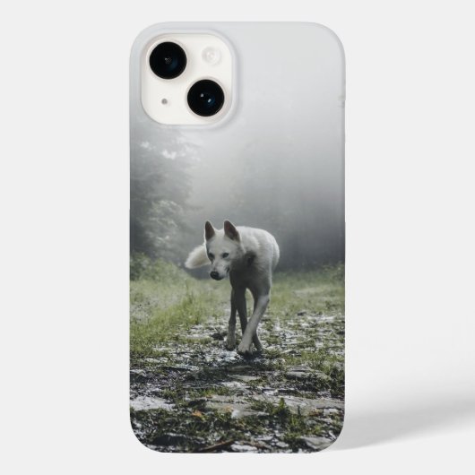 Witte Siberische Husky iPhone 14 Hoes (Achterkant)