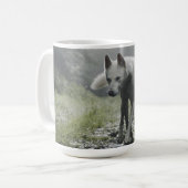 Witte Siberische Husky Koffiemok (Voorkant links)