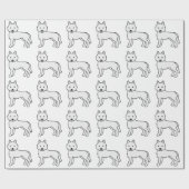Witte Siberische Husky Mopshond Patroon Cadeaupapier (Vlak)