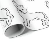 Witte Siberische Husky Mopshond Patroon Cadeaupapier (Rol Hoek)