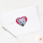 Witte Siberische Husky Sticker (roze achtergrond) (Envelop)