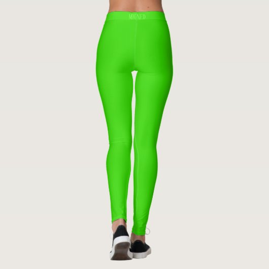 Witte Side Stripe Neon Groene Leggings Kies Kleur (Achterkant)